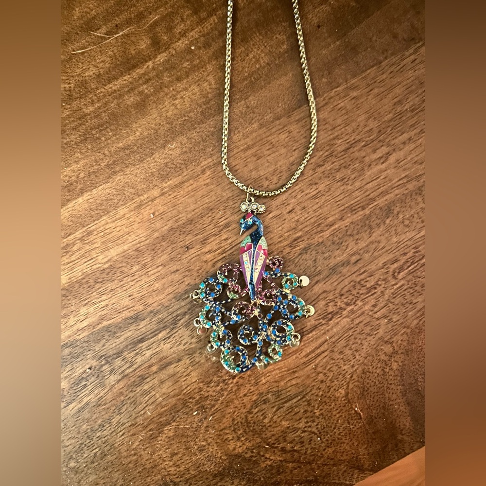 NWOT Vintage 90s Y2K Betsey Johnson Morocco Adventure Peacock Statement Necklace